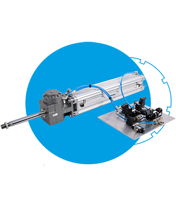 Pneumatischer Aktuator inklusive kompletter pneumatischer Ansteuerung und analogem Wegmeßsyststem