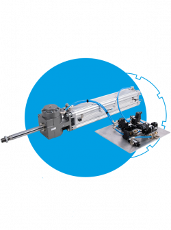 Pneumatischer Aktuator inklusive kompletter pneumatischer Ansteuerung und analogem Wegmeßsyststem