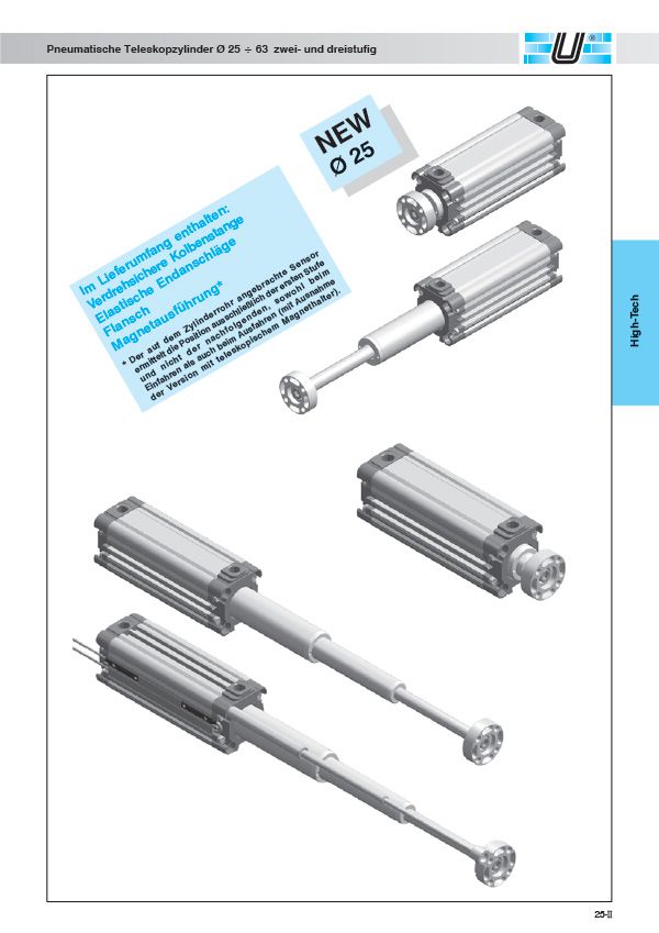 Technischer Katalog pneumatische Teleskopzylinder von Univer